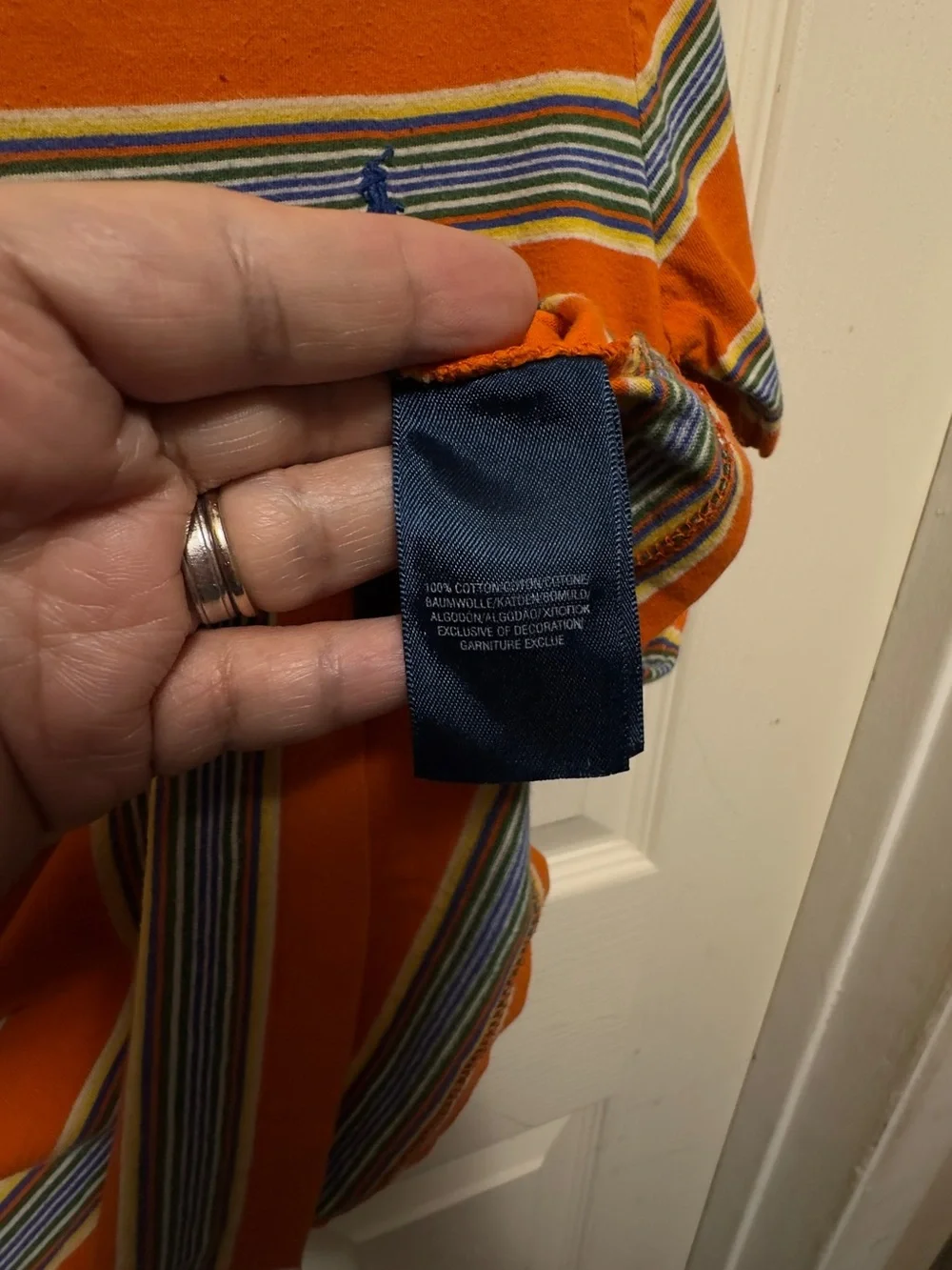 Polo Ralph Lauren Orange Stripe Crewneck Tee - Kids Size 5.  #537